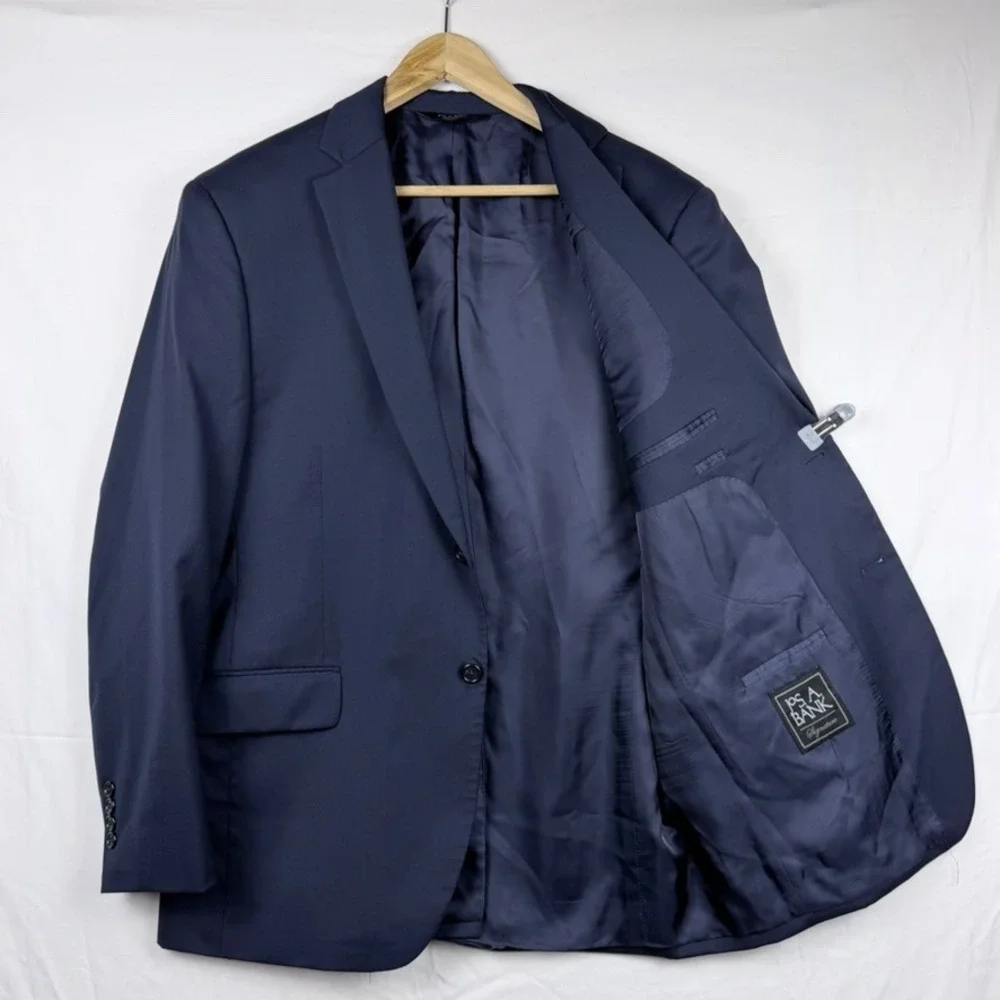 Jos A Bank Signature Navy Suit 2 Piece 43R 37x32 Wedding Executive Professional
